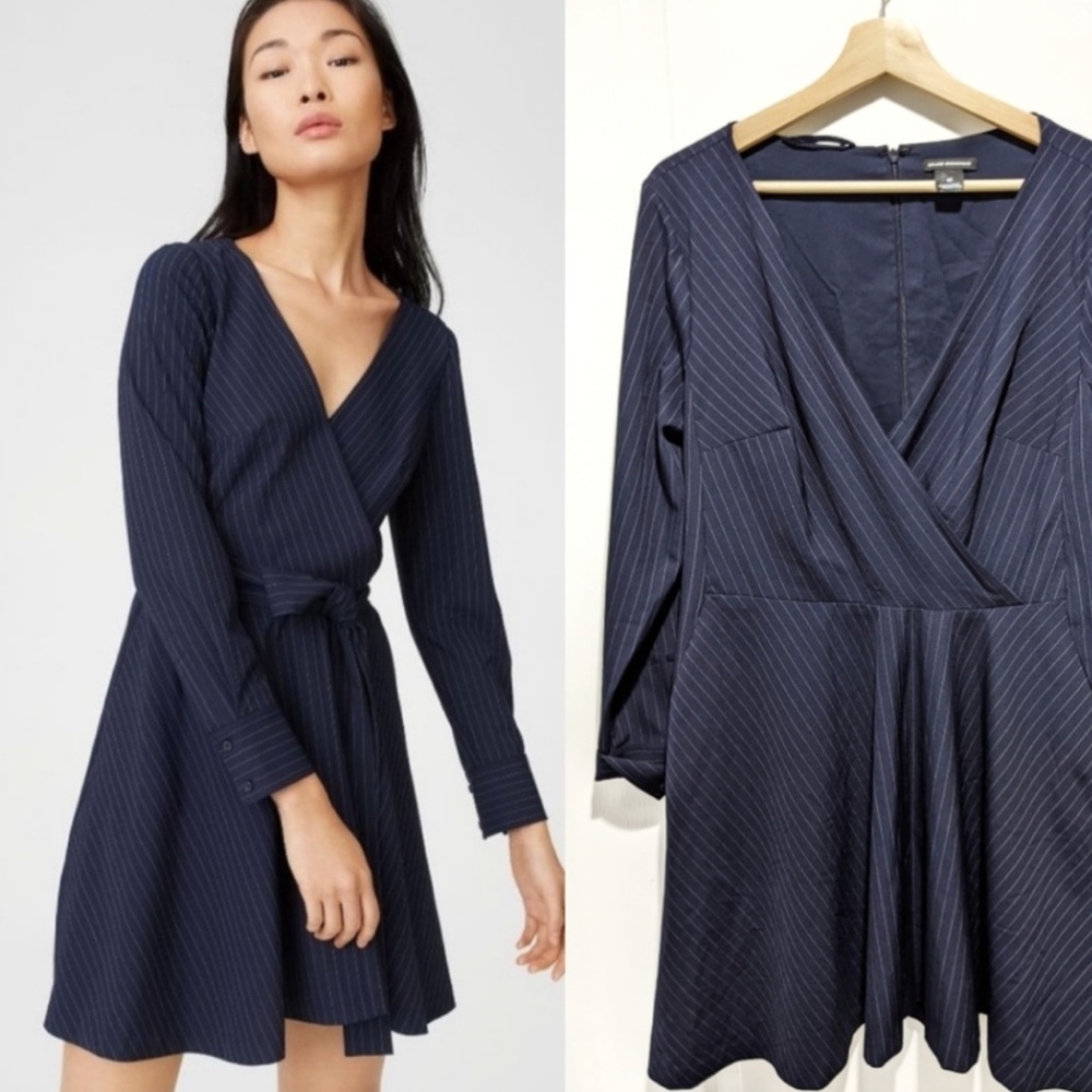 Club Monaco Pinstripe Wrap Shirtdress with Belt - Size 00